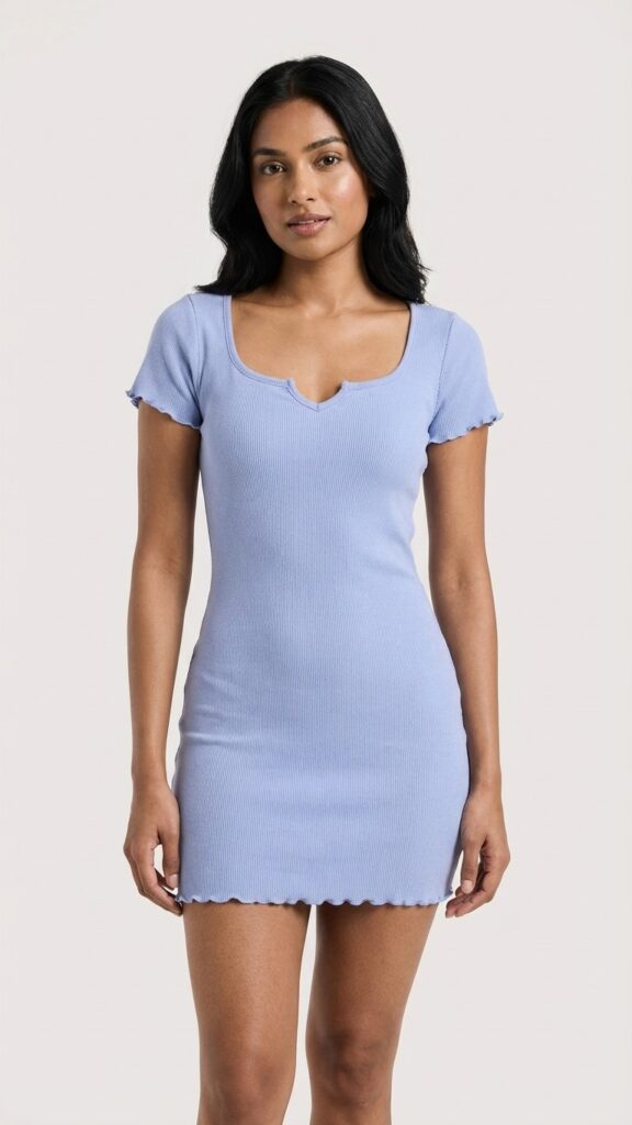 Ribbed Bodycon Mini Dress with Lettuce Hem high waist wide leg pleated palazzo pants for women